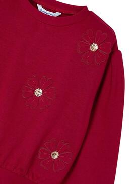 Sweat Mayoral Appliqués Fleurs Rouge pour filles