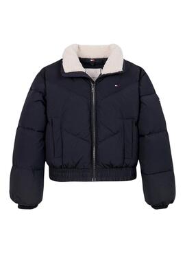 Veste Tommy Hilfiger Col en Teddy Bleue pour fille