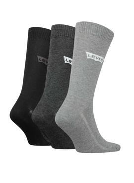 Pack de 3 Chaussettes Levis Regular Batwing Logo Gris pour hommes