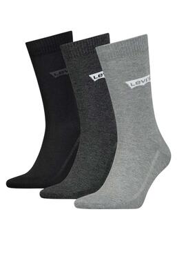 Pack de 3 Chaussettes Levis Regular Batwing Logo Gris pour hommes