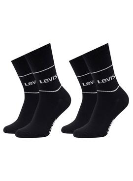 Pack de 2 Chaussettes Levis Logo Sport Noir pour hommes et femmes