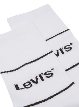 Pack de 2 Chaussettes Levis Logo Sport Blanc pour hommes et femmes