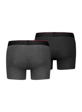 Pack de 2 Boxers Levis Logo Denim Gris et Noir pour hommes