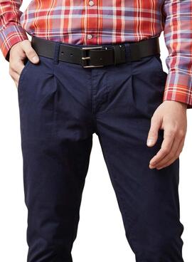 Pantalon chino Altonadock Marine avec plis pour homme