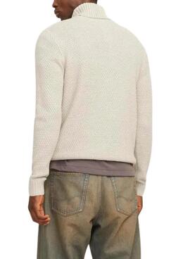 Pull Jack and Jones Graig Col Roulé Beige pour hommes