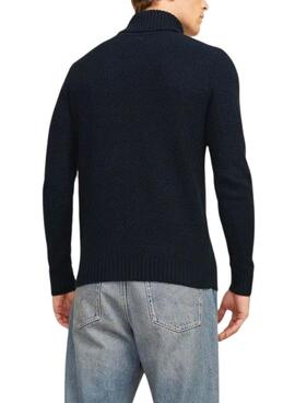 Pull Jack and Jones Graig Col Roulé Marine pour hommes