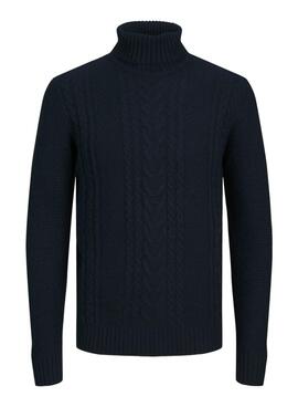 Pull Jack and Jones Graig Col Roulé Marine pour hommes