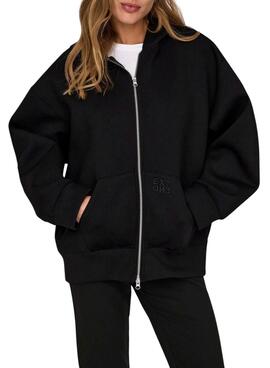 Sweat Only Tanvi Oversize avec fermeture éclair Noir pour femme