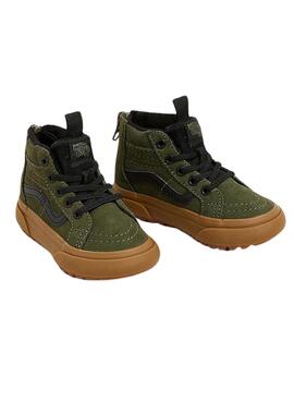 Chaussures Vans SK8-Hi Zip Vertes pour enfants