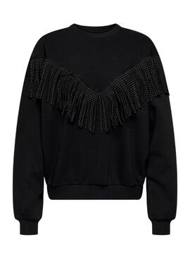 Sweat Only Frey Noir avec Franges pour femme