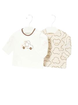 Set T-Shirts Mayoral Voiture Beige pour bébé