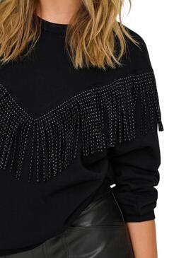 Sweat Only Frey Noir avec Franges pour femme