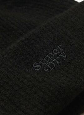 Bonnet Superdry en Tricot Côtelé Noir pour Femme