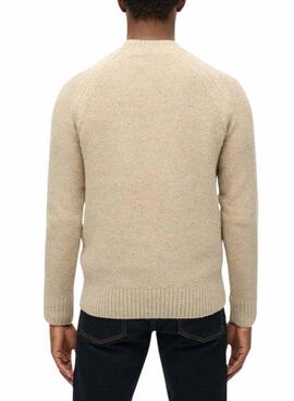 Pull Superdry Raglan Épais Beige pour homme