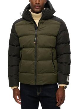 Veste matelassée Superdry avec capuche et blocs de couleur Sport Verte pour homme