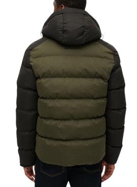 Veste matelassée Superdry avec capuche et blocs de couleur Sport Verte pour homme