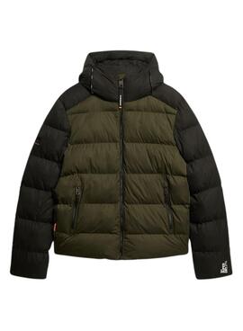 Veste matelassée Superdry avec capuche et blocs de couleur Sport Verte pour homme