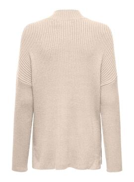 Pull Only Katia Col Montant Beige pour femme