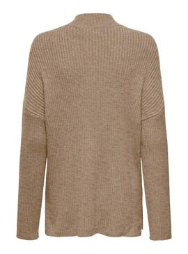 Pull Only Katia Col Montant Marron pour femme