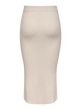 Jupe Only Katia Croisée en maille Beige pour femme