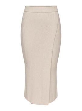 Jupe Only Katia Croisée en maille Beige pour femme