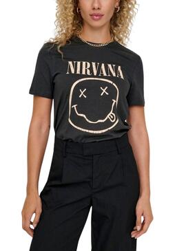 T-shirt Only Nirvana Gris et Jaune pour femme