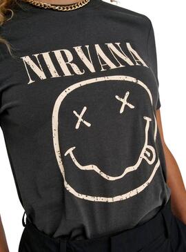 T-shirt Only Nirvana Gris et Jaune pour femme