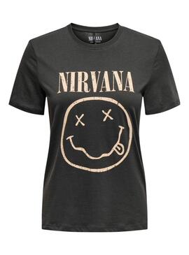 T-shirt Only Nirvana Gris et Jaune pour femme