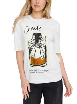 T-shirt Only Katie Create Blanc Parfum pour femme