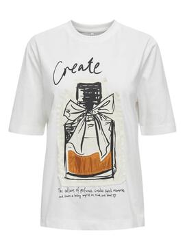 T-shirt Only Katie Create Blanc Parfum pour femme