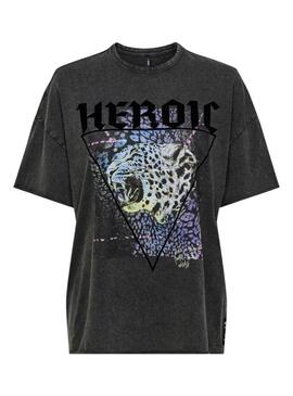 T-shirt Only Lucy Heroic Noir pour femme