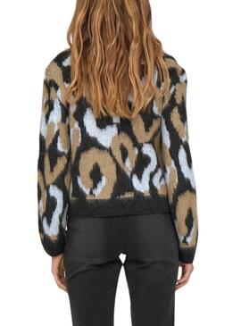 Pull Only Wild Imprimé Animal Rose et Camel pour femme