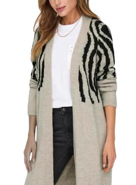 Cardigan Only Jade Zebra Beige pour femme