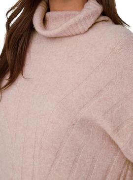 Pull Only Jeanett Col roulé Rose pour femme