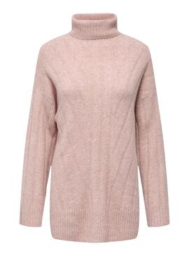 Pull Only Jeanett Col roulé Rose pour femme