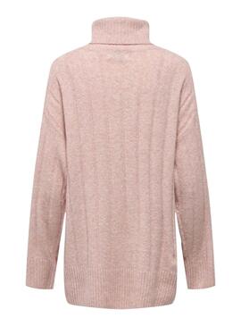 Pull Only Jeanett Col roulé Rose pour femme