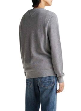 Pull Tommy Hilfiger Structure gris pour homme.