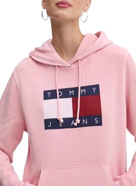 Sweatshirt Tommy Jeans Reg Flag rose pour femme