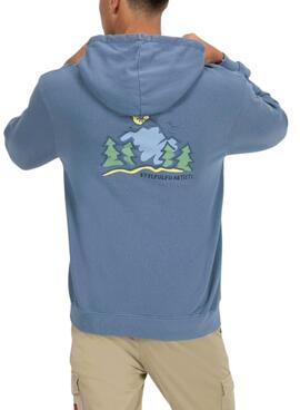 Sweat à Capuche El Pulpo Imprimé Montagnes Bleu pour Homme