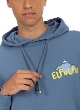 Sweat à Capuche El Pulpo Imprimé Montagnes Bleu pour Homme