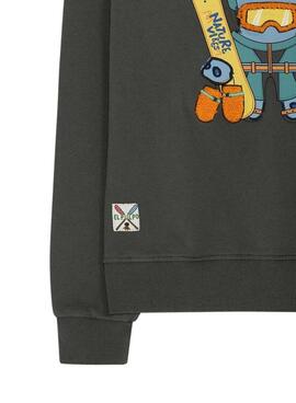 Sweatshirt El Pulpo Imprimé Snowboard Gris pour Homme