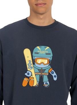 Sweatshirt El Pulpo Imprimé  Snowboard Marine pour Homme