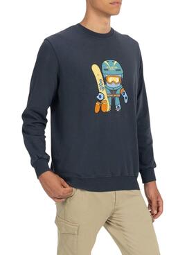 Sweatshirt El Pulpo Imprimé  Snowboard Marine pour Homme