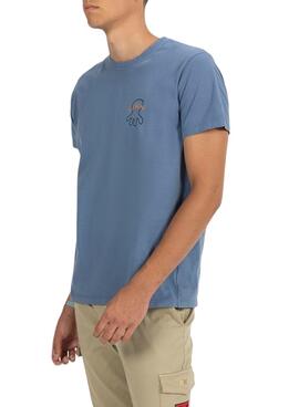 T-shirt El Pulpo brodé LA MER GUÉRIT TOUT bleu pour homme