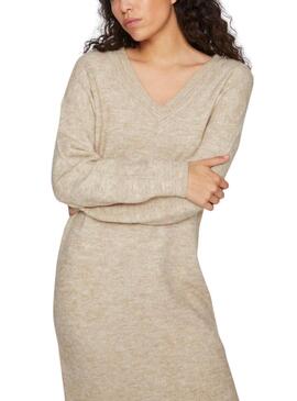 Robe Vila Vima Tricot Beige pour Femme