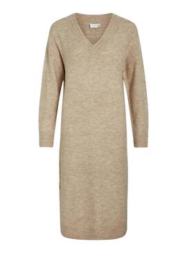 Robe Vila Vima Tricot Beige pour Femme