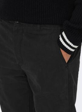 Pantalon Chino Only and Sons Noir pour Homme