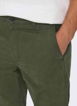 Pantalon Chino Only and Sons Vert pour Homme