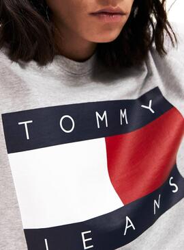 T-Shirt Tommy Jeans Flag Gris pour Homme