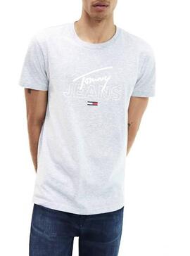 T-Shirt Logo Tommy Jeans Script Gris Homme